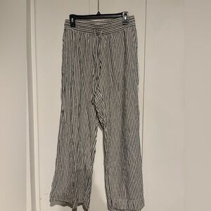 Black and White Striped Wide Leg Pants